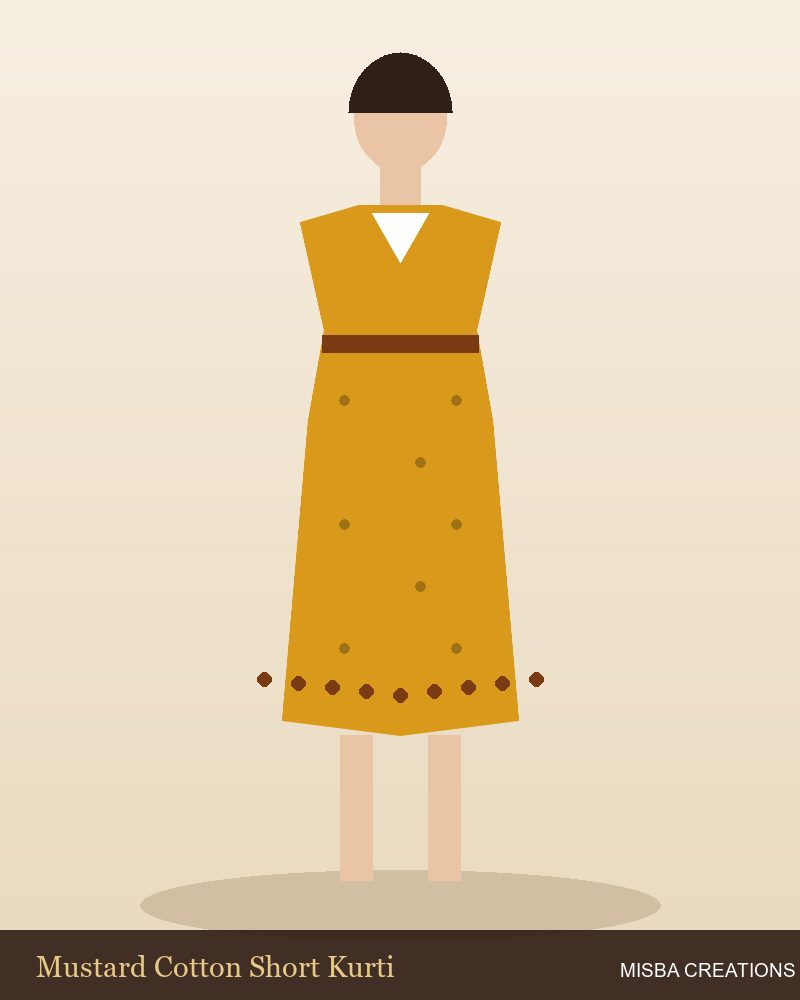 Mustard Cotton Short Kurti